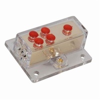 Gold Power Distribution Block one 4GA wire in four 8GA out