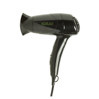 Korjo Dual Voltage for Worldwide Use Mini Travel Sz Hair Dryer Lightweight Black