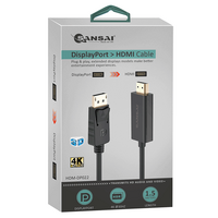 Sansai HDM-DP022 Displayport to HDMI M to M Monitor-TV Laptop-Computer Cable 1.5m