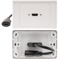 Pro.2 HDMI1H HDMI Single port Horizontal Wall Plate Flexible Rear Socket Cable