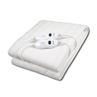 HELLER Double Fitted Electric Blanket 3 Heat Settings Dual Controller White