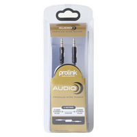 Prolink 3.5mm Connector Lead Stereo Plug to Plug Curly Cord Black