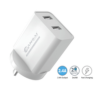 Sansai 100–240V 2 USB Outlets Wall Charger 2.4 A50/60Hz 600mA White