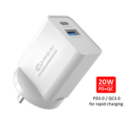 Sansai 20W Wall Charger Adapter Port Plug PD3.0 & QC3.0 for Rapid charging