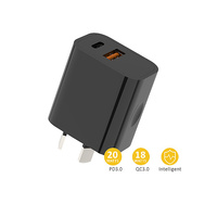 Sansai HW-311B-B 20W USB A & USB C Compact Wall Charger Plug with Quick Charge