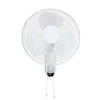 Heller HWF40P 40cm Oscillating Wall Mountable Fan with Pull Cord Control White