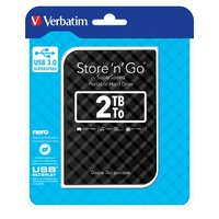 Verbatim 2TB 2.5 Inch USB 3.0 Black Store n Go HDD Grid Design