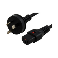 1m IEC LOCK Power Cable 3 Pin AU Plug(M) to IEC-C13(F) Black