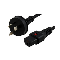 3m IEC LOCK Power Cable 3 Pin AU Plug(M) to IEC-C13(F) Black