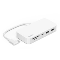 Belkin Connect USB-C 6-in-1 Multiport Hub with Mount - White (INC011btWH), 10Gbps, 2x USB-A, USB-C, SD 3.0 & MicroSD Card Reader, 2 Years Warranty