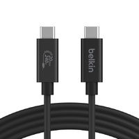 Belkin Connect USB4 USB-C to USB-C Cable (2M) - Black (INZ004BT2MBK), 5A/240W, 20Gbps,4K@60Hz, Thunderbolt 4, USB-IF Certified,2 Years Warranty