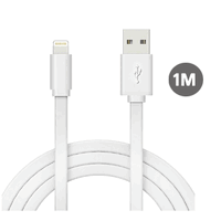 Sansai Lightning USB Flat Cable Connector Apple iPhone or iPad White 1m