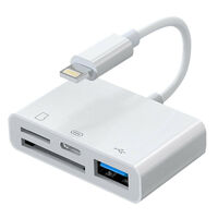 Sansai Lightning to OTG Adapter Hub TF SD USB Support JPG PNG MP4 and MOV