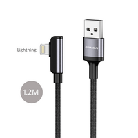 Sansai Right Angle Lightning to USBA Cable 1.2m with 90 Degree Connector  Black  