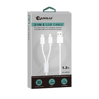 Sansai IPH-0931B USB C 2 in 1 Cable to Charge Multiple Device 1.2m White