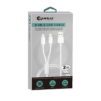Sansai IPH-0932C USB C 2 in 1 Cable to Charge Multiple Device 2m White