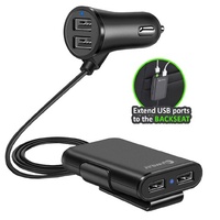 Sansai 4Port USB Car Charger Extend USB Port to Back Seat 1.8m Cable
