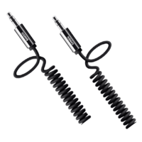 Sansai Coiled 3.5mm Audio Cable-Black AV Receiver/Stereo