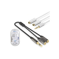 Sansai 3.5mm Audio splitter Cable Metallic Silver and Gray Clour
