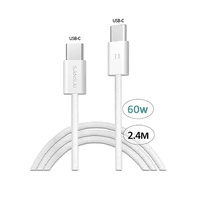 Sansai IPH-C803 60W USB-C to USB-C Fast Charging 20V-3A & Data Cable 2.4m White