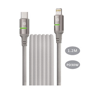 Sansai IPH-C806 Soft LED Light USB C to Lightning PD 30W Charging Cable 1.2 m