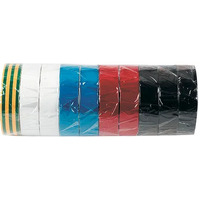 Cabac PVC Electrical Insulation Tape 20mm Roll Rainbow Multicolour 10 Pack