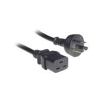 Doss 3m 15A 250V IEC-C19 3 Pin Mains Plug Rack Mount Power Cord Black