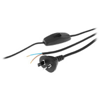 Inline Switch 10A 2core 2 Pins Main Plug Power Lead Switched Lamp Cord 3m Black