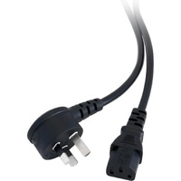 DOSS 2m Right Angled IEC Power Lead and 3 Pin AU Plug to Socket Black