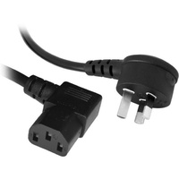 Doss 2m Power Cord with Left-Hand Right-Angle IEC C13 Connector Power Lead Black