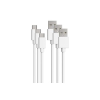 1m USB-A to USB-C Cable (White, 3 Pack)