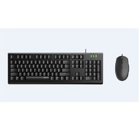RAPOO Wired Keyboard and Mouse Combo Optical Combo Black 1600dpi Spill Resistant