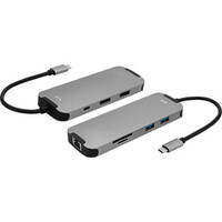 Klik USB-C Multi Port Adapter, 2 x DP, USB3.0 x 2, LAN, USB-C PD & SD/Micro SD 