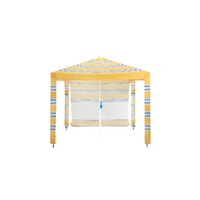 Komodo Beach Cabana Shelter UV50 with Side Wall (Yellow Stripe, 2x2m)