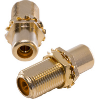 Gold 'F' Socket To RCA Socket Orange Joiner - Kordz