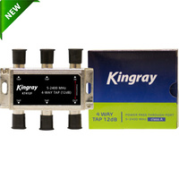 Kingray 4 Way 5-2400 MHz 12dB F-Type Terrestrial & Satellite Tap