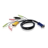 Aten 3.0m 3in1 VGA 3.5mm Stereo Audio Mic USB KVM Cable HDB-15M to SPHD-15M