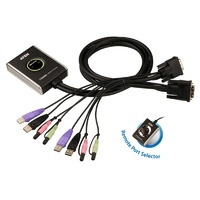 Aten Petite 2 Port USB DVI KVM Switch with Audio Remote Port Selector 1.2m Cable