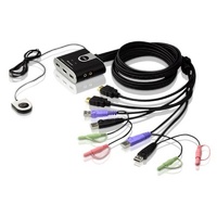 Aten Petite 2 Port USB HDMI KVM Switch with Audio and Remote Port Selector 1.2m