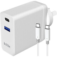 Klik 2 Port USB Universal Laptop Charger 100W White