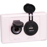 Dynalink 5V USB Charger Merit Connector Dual 12V Wallplate