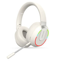 Generic Wireless Bluetooth Headset Over Ear with Detachable Microphone White