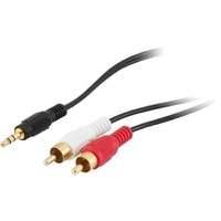 Pro2 LA1050 3.5mm plug to 2x RCA Lead 0.5m Stereo Cable Gold Plated Connections