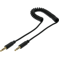 Pro.2 LA1092 Stereo 3.5mm Plug to 3.5mm Plug AUX audio Curly Cable Lead 1m
