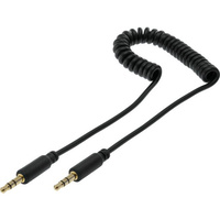 Pro.2 Stereo 3.5mm Plug to Plug 1m Curly Lead AUX Audio Shielded PVC Jacket