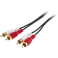 PRO2 LA3015 1m 2x RCA Stereo Lead Gold-Plated RCA Plug PVC Jacket  Black