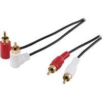 Pro.2 LA3041 Right Angle 2x RCA Plug to 2x RCA Plug Stereo Lead 2m