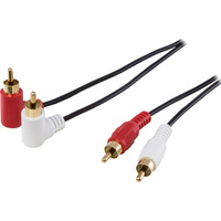 Right Angle RCA Stereo Lead 2M 2 X RCA Plug To 2 X RCA Plug