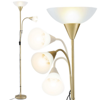 Artiss Gold Floor Lamp with Reading Light 360 Flexible Gooseneck E27 E14