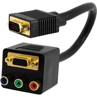 Pro.2 LC6092 VGA Plug to 3x RCA and VGA Sockets Component Lead 30cm Black
